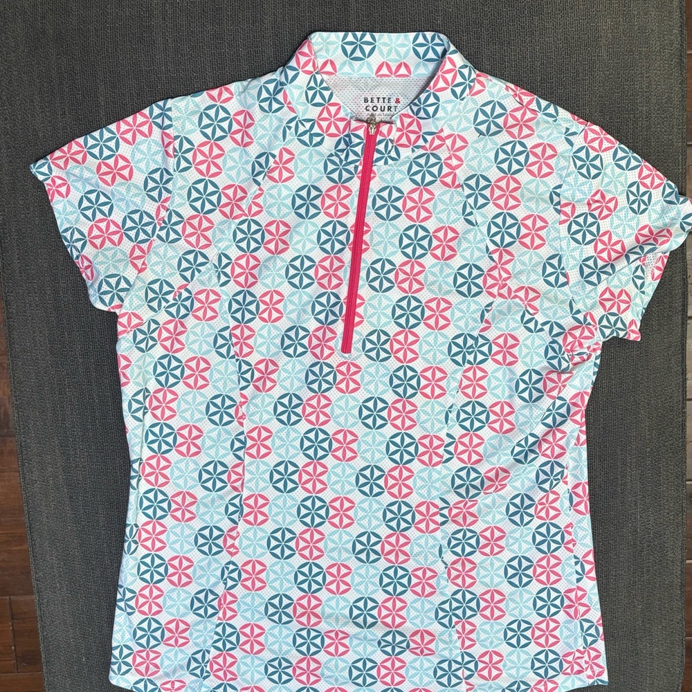 Bette & Court - Short-Sleeve Zip Polo Top - Picture 2 of 4